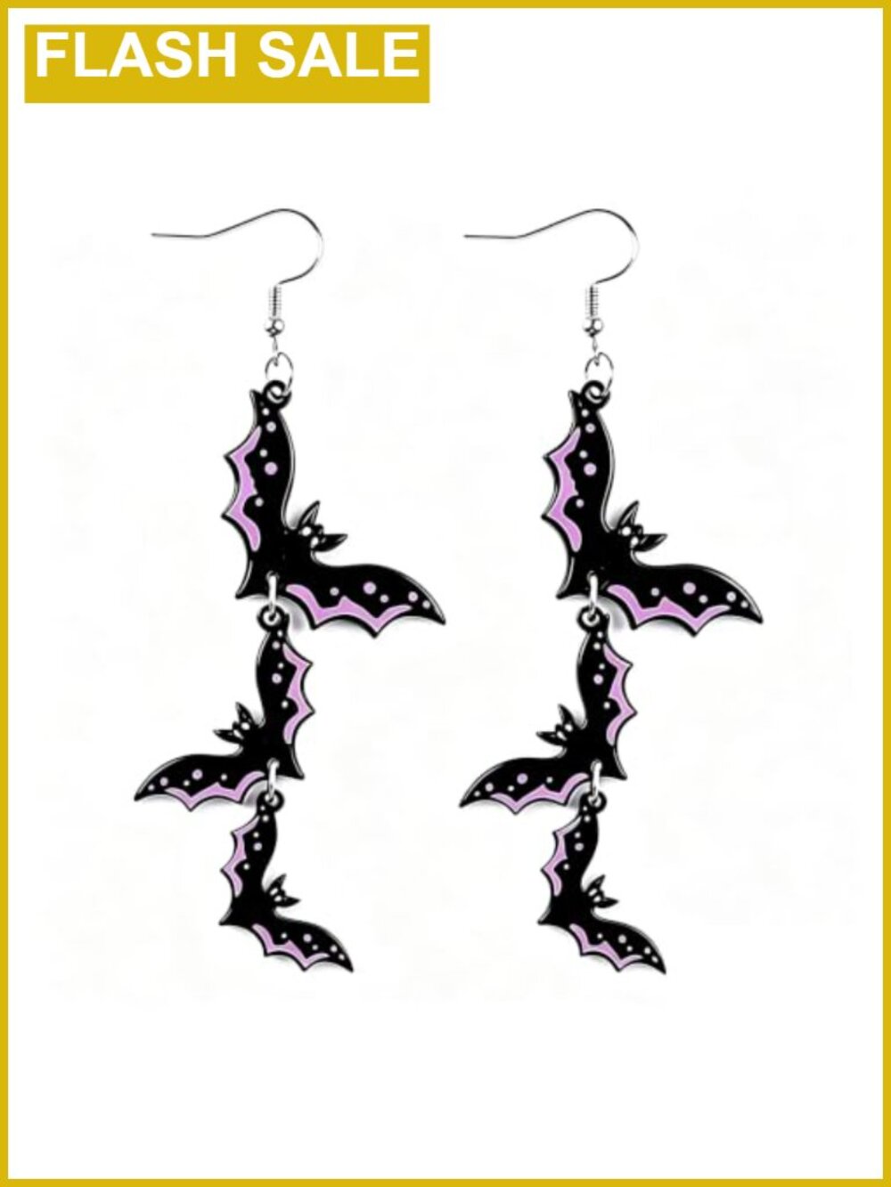 Acrylic Triple Layer Bat Dangle Drop Earrings Halloween
